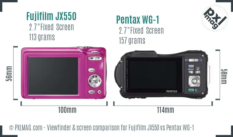 Fujifilm JX550 vs Pentax WG-1 Screen and Viewfinder comparison