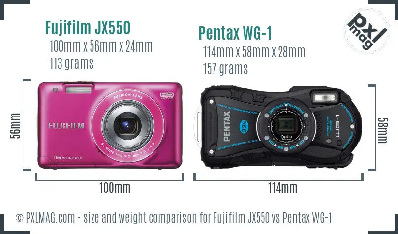 Fujifilm JX550 vs Pentax WG-1 size comparison