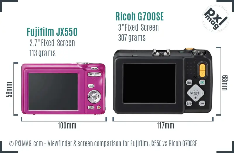 Fujifilm JX550 vs Ricoh G700SE Screen and Viewfinder comparison Fujifilm JX550 vs Ricoh G700SE Screen and Viewfinder comparison