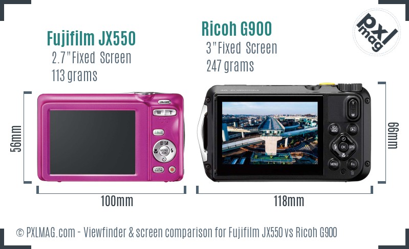 Fujifilm JX550 vs Ricoh G900 Screen and Viewfinder comparison