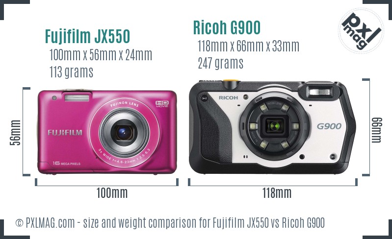 Fujifilm JX550 vs Ricoh G900 size comparison Fujifilm JX550 vs Ricoh G900 size comparison