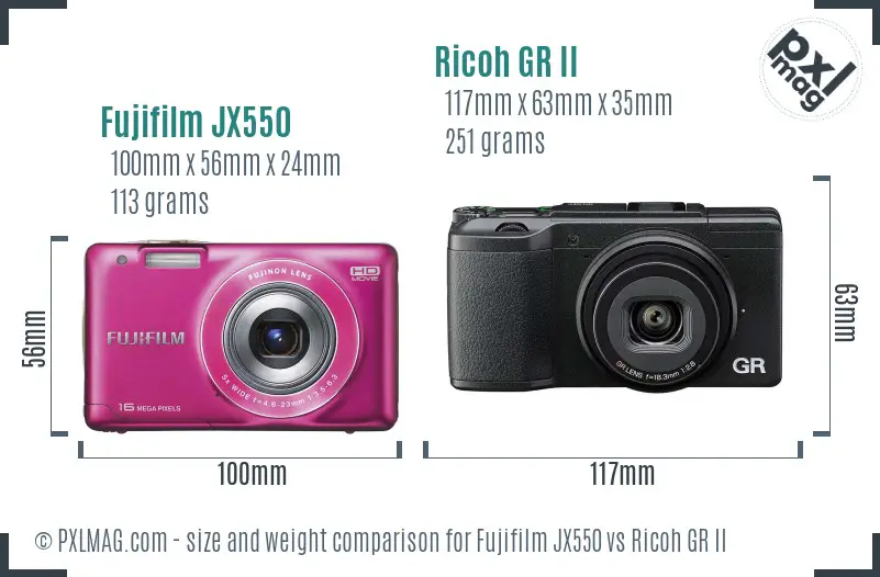 Fujifilm JX550 vs Ricoh GR II size comparison Fujifilm JX550 vs Ricoh GR II size comparison