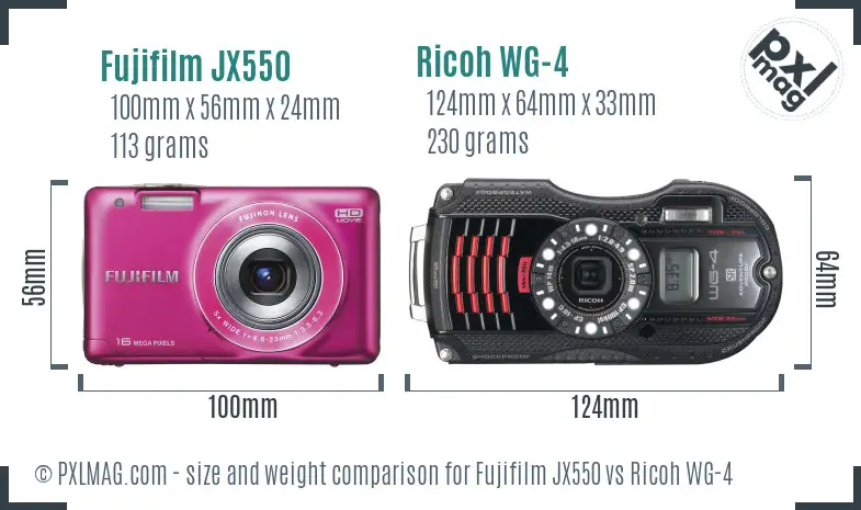Fujifilm JX550 vs Ricoh WG-4 size comparison Fujifilm JX550 vs Ricoh WG-4 size comparison
