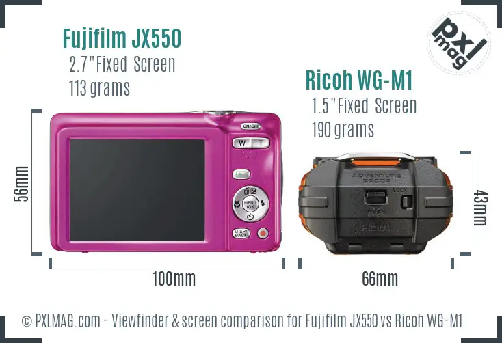 Fujifilm JX550 vs Ricoh WG-M1 Screen and Viewfinder comparison