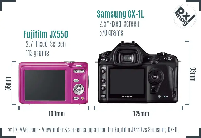 Fujifilm JX550 vs Samsung GX-1L Screen and Viewfinder comparison