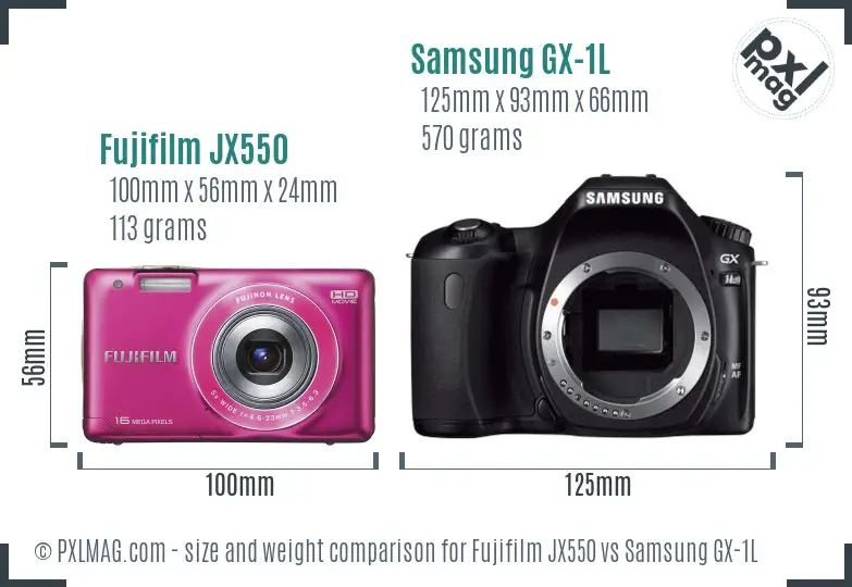 Fujifilm JX550 vs Samsung GX-1L size comparison