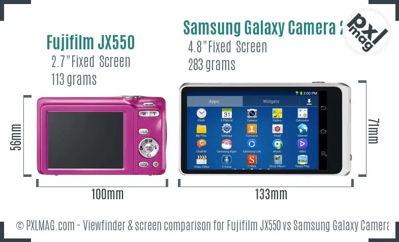 Fujifilm JX550 vs Samsung Galaxy Camera 2 Screen and Viewfinder comparison