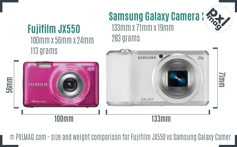 Fujifilm JX550 vs Samsung Galaxy Camera 2 size comparison Fujifilm JX550 vs Samsung Galaxy Camera 2 size comparison