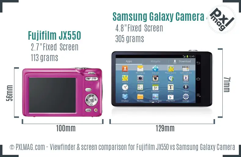 Fujifilm JX550 vs Samsung Galaxy Camera 4G Screen and Viewfinder comparison Fujifilm JX550 vs Samsung Galaxy Camera 4G Screen and Viewfinder comparison