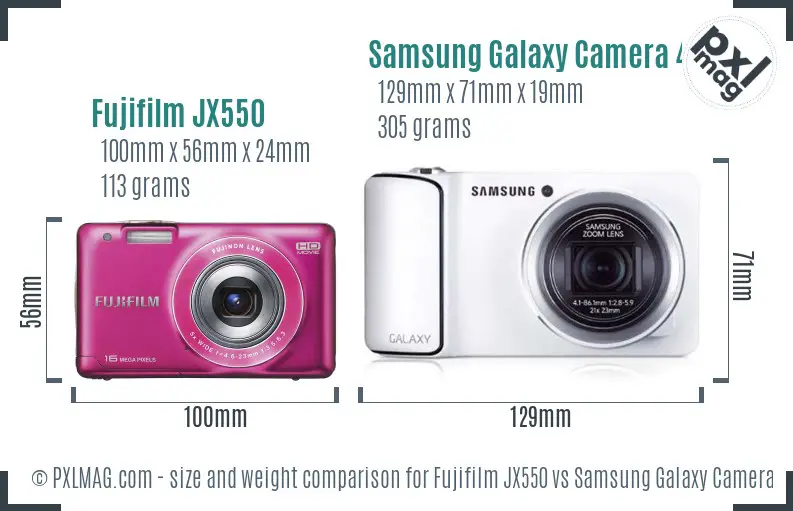 Fujifilm JX550 vs Samsung Galaxy Camera 4G size comparison Fujifilm JX550 vs Samsung Galaxy Camera 4G size comparison