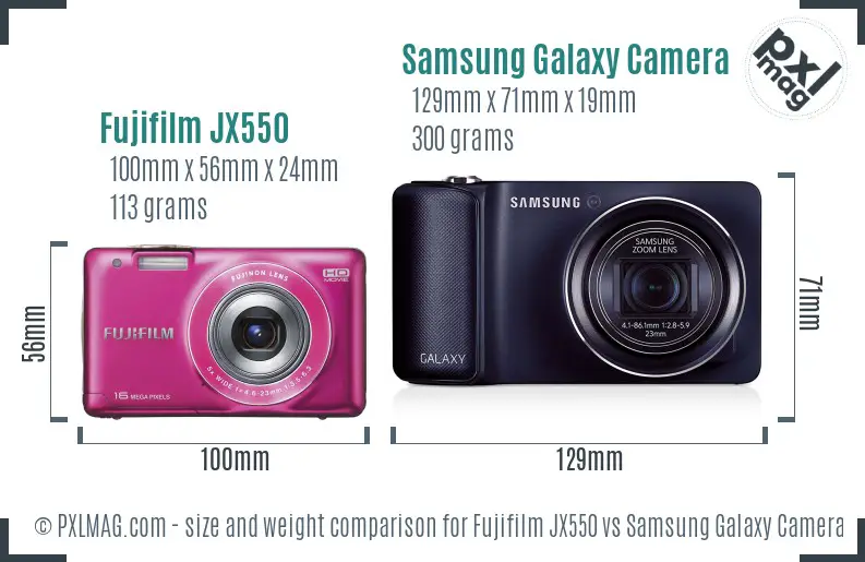 Fujifilm JX550 vs Samsung Galaxy Camera size comparison Fujifilm JX550 vs Samsung Galaxy Camera size comparison
