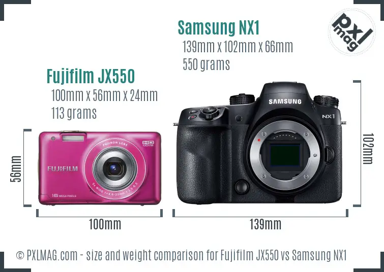 Fujifilm JX550 vs Samsung NX1 size comparison Fujifilm JX550 vs Samsung NX1 size comparison
