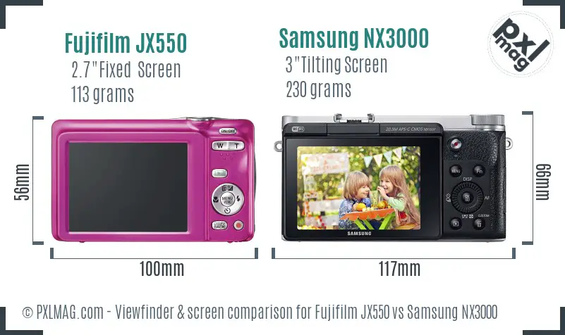 Fujifilm JX550 vs Samsung NX3000 Screen and Viewfinder comparison Fujifilm JX550 vs Samsung NX3000 Screen and Viewfinder comparison