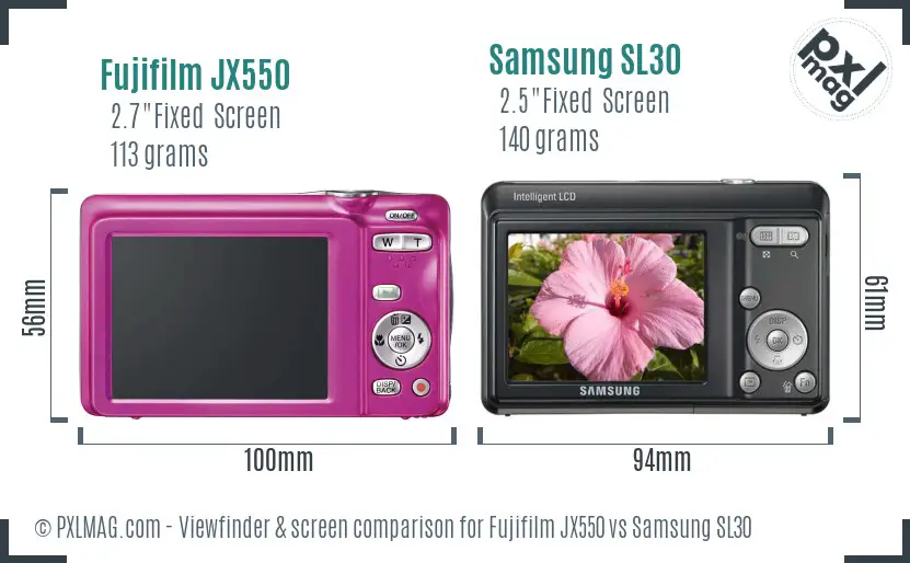 Fujifilm JX550 vs Samsung SL30 Screen and Viewfinder comparison Fujifilm JX550 vs Samsung SL30 Screen and Viewfinder comparison