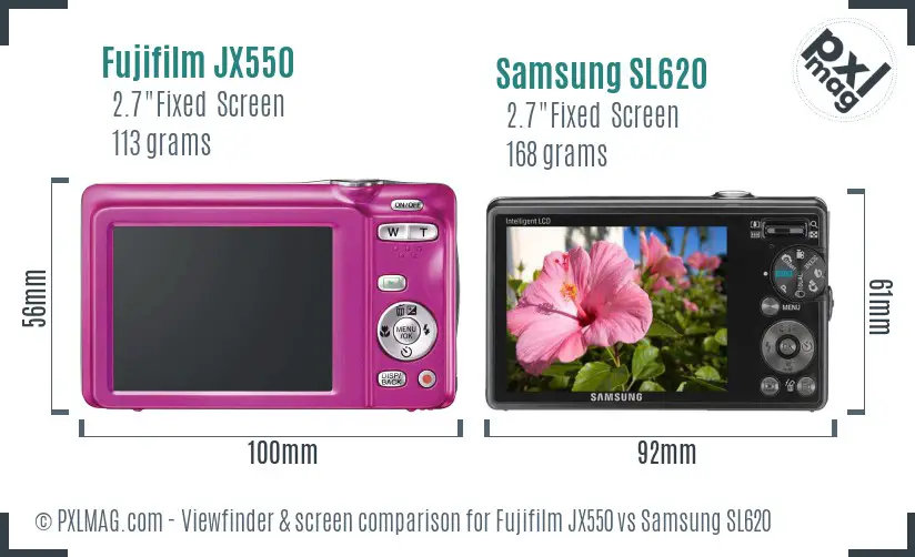 Fujifilm JX550 vs Samsung SL620 Screen and Viewfinder comparison Fujifilm JX550 vs Samsung SL620 Screen and Viewfinder comparison