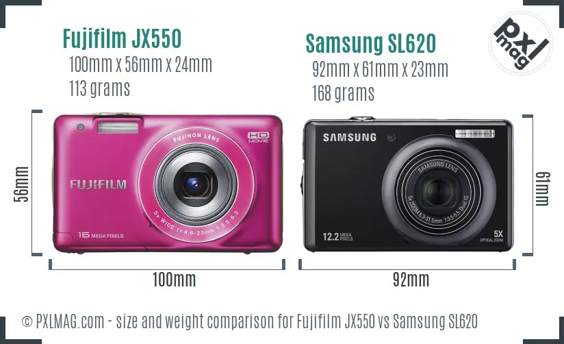 Fujifilm JX550 vs Samsung SL620 size comparison Fujifilm JX550 vs Samsung SL620 size comparison