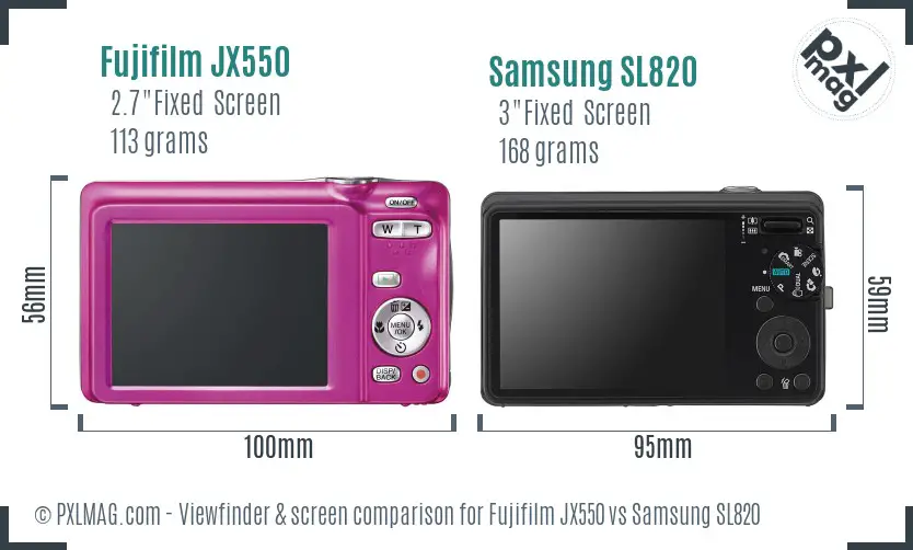 Fujifilm JX550 vs Samsung SL820 Screen and Viewfinder comparison Fujifilm JX550 vs Samsung SL820 Screen and Viewfinder comparison