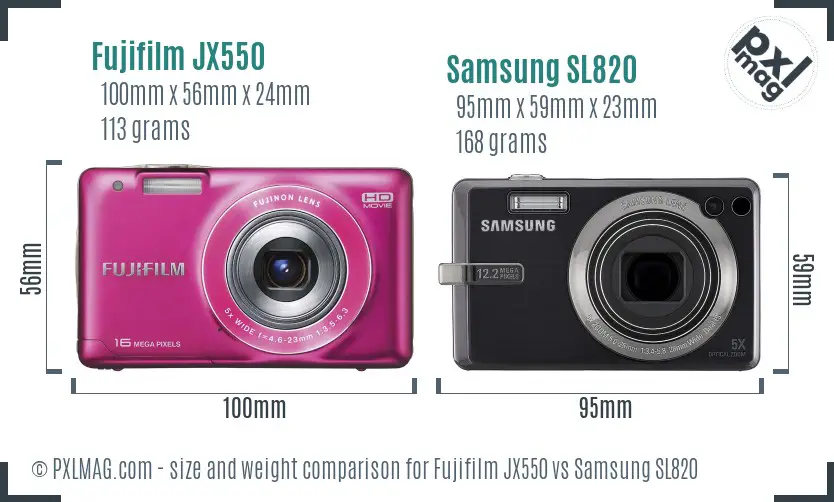 Fujifilm JX550 vs Samsung SL820 size comparison Fujifilm JX550 vs Samsung SL820 size comparison