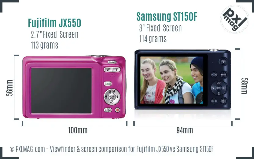 Fujifilm JX550 vs Samsung ST150F Screen and Viewfinder comparison Fujifilm JX550 vs Samsung ST150F Screen and Viewfinder comparison