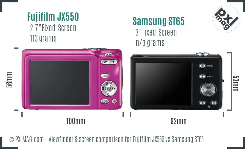 Fujifilm JX550 vs Samsung ST65 Screen and Viewfinder comparison