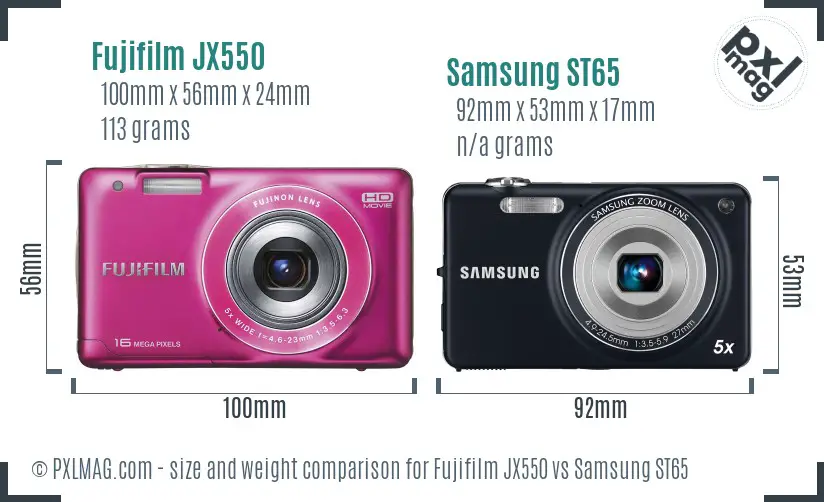 Fujifilm JX550 vs Samsung ST65 size comparison