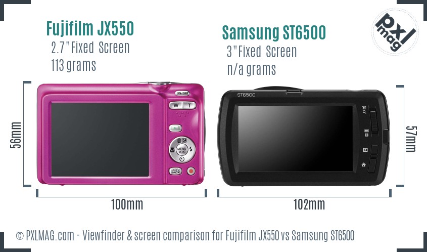 Fujifilm JX550 vs Samsung ST6500 Screen and Viewfinder comparison
