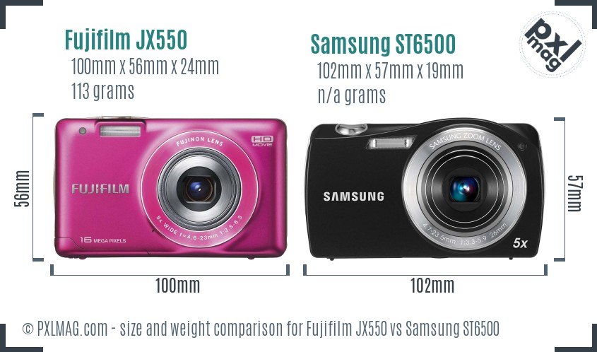 Fujifilm JX550 vs Samsung ST6500 size comparison Fujifilm JX550 vs Samsung ST6500 size comparison