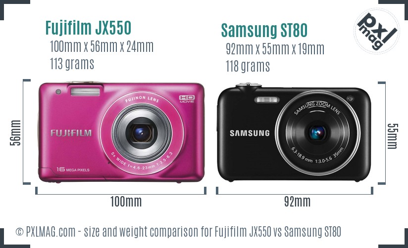 Fujifilm JX550 vs Samsung ST80 size comparison