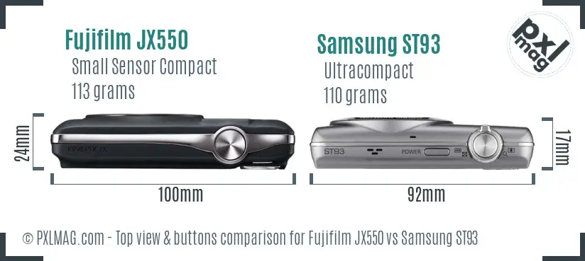 Fujifilm JX550 vs Samsung ST93 top view buttons comparison