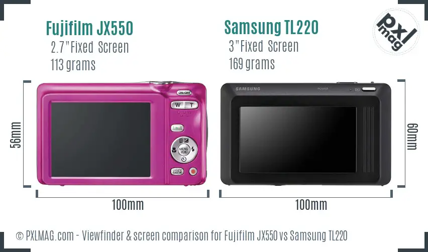 Fujifilm JX550 vs Samsung TL220 Screen and Viewfinder comparison Fujifilm JX550 vs Samsung TL220 Screen and Viewfinder comparison