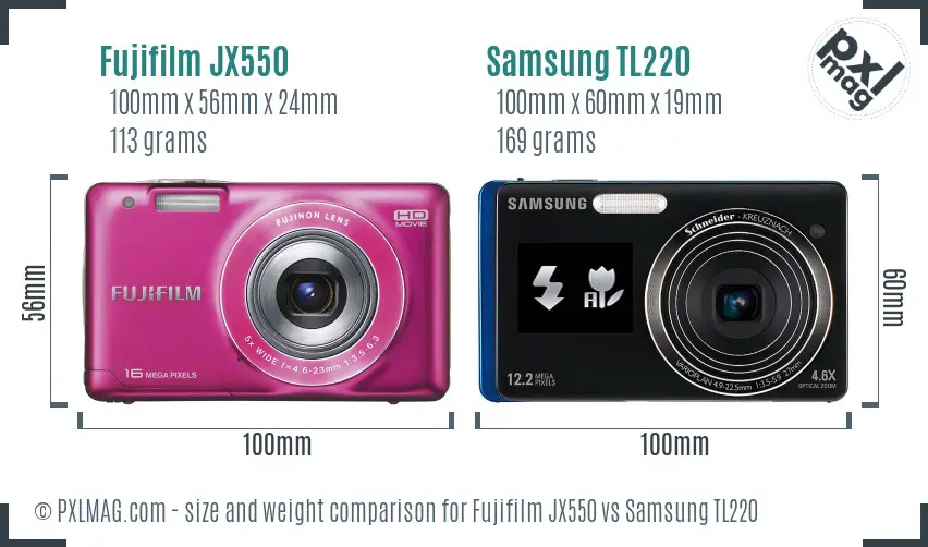 Fujifilm JX550 vs Samsung TL220 size comparison Fujifilm JX550 vs Samsung TL220 size comparison