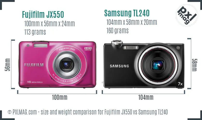 Fujifilm JX550 vs Samsung TL240 size comparison