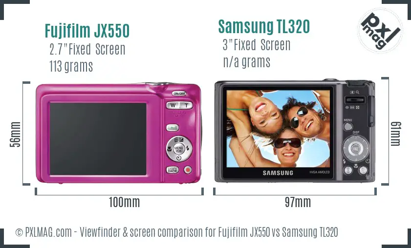 Fujifilm JX550 vs Samsung TL320 Screen and Viewfinder comparison Fujifilm JX550 vs Samsung TL320 Screen and Viewfinder comparison