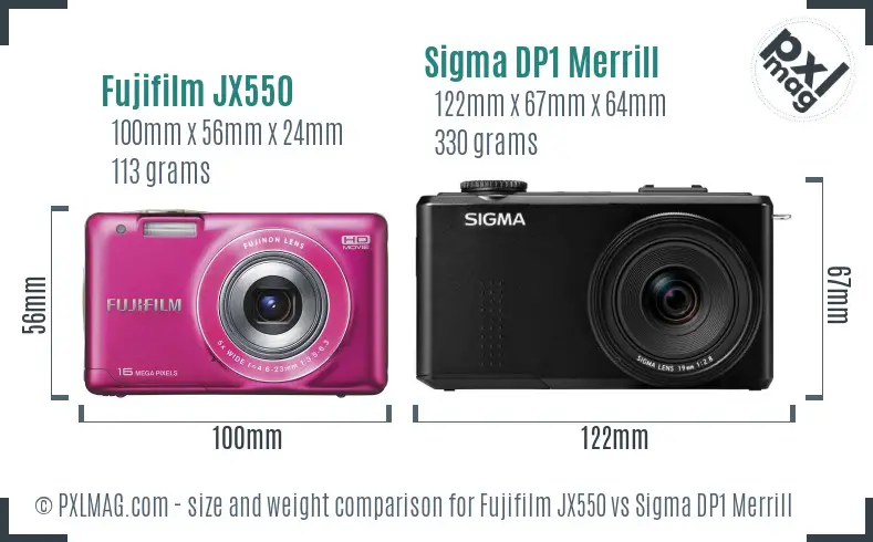 Fujifilm JX550 vs Sigma DP1 Merrill size comparison Fujifilm JX550 vs Sigma DP1 Merrill size comparison