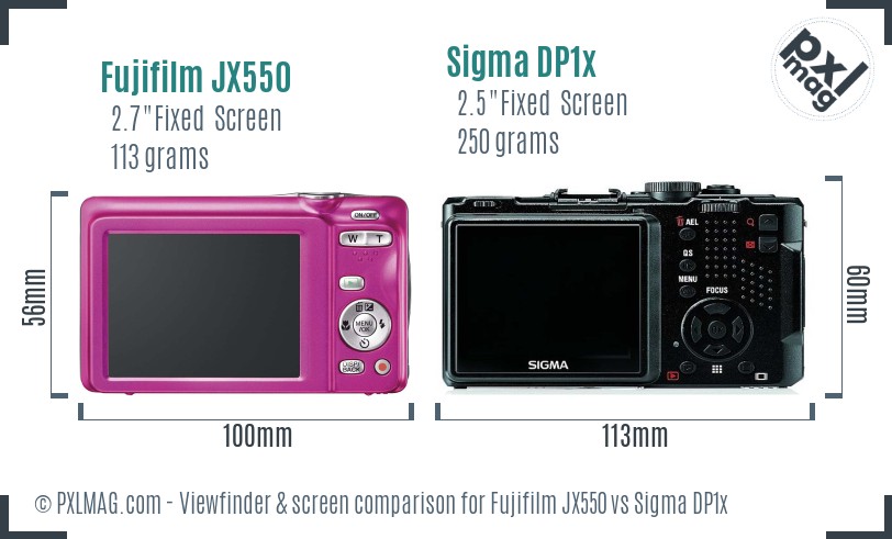 Fujifilm JX550 vs Sigma DP1x Screen and Viewfinder comparison