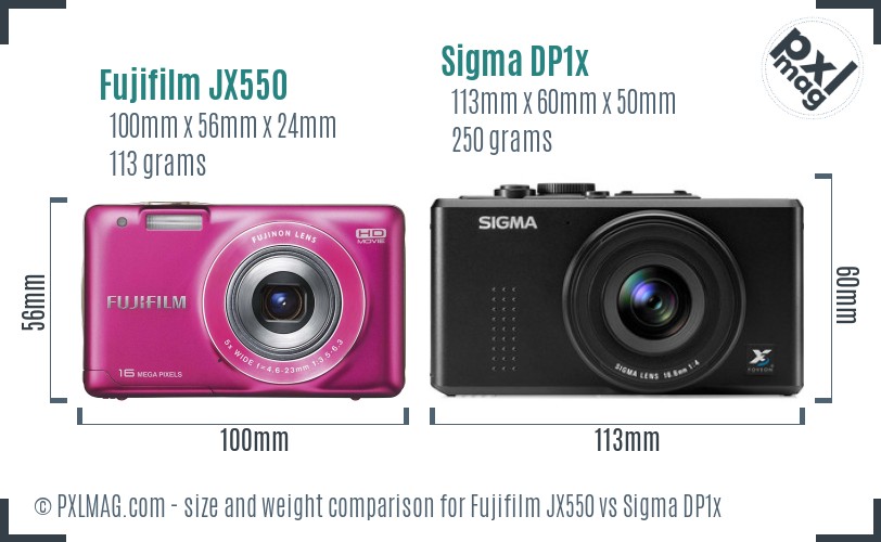 Fujifilm JX550 vs Sigma DP1x size comparison