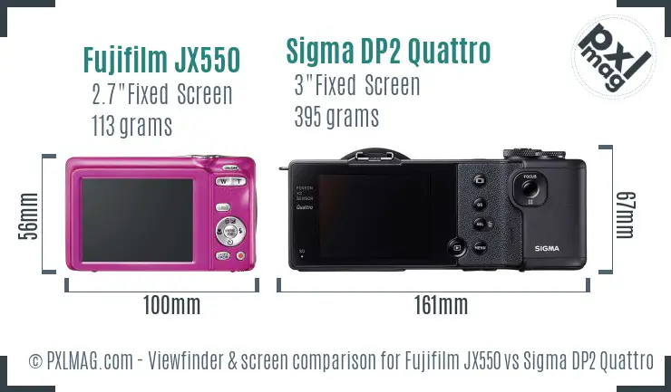 Fujifilm JX550 vs Sigma DP2 Quattro Screen and Viewfinder comparison Fujifilm JX550 vs Sigma DP2 Quattro Screen and Viewfinder comparison