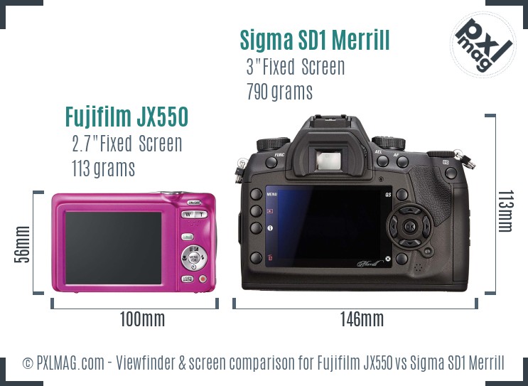Fujifilm JX550 vs Sigma SD1 Merrill Screen and Viewfinder comparison