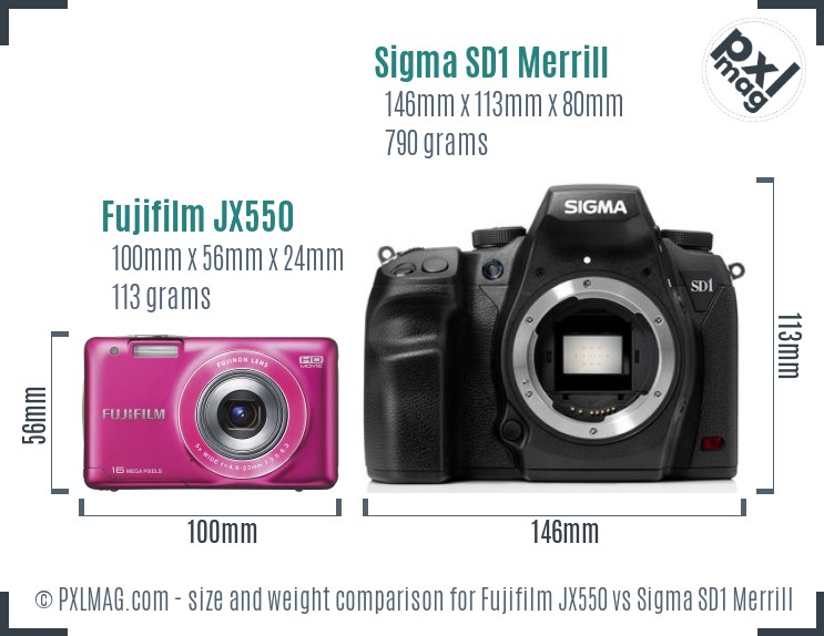 Fujifilm JX550 vs Sigma SD1 Merrill size comparison