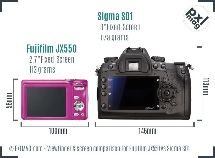Fujifilm JX550 vs Sigma SD1 Screen and Viewfinder comparison