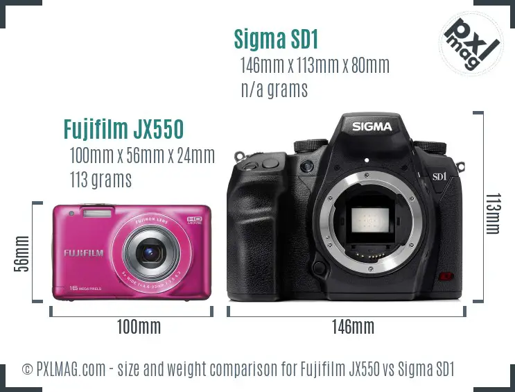 Fujifilm JX550 vs Sigma SD1 size comparison