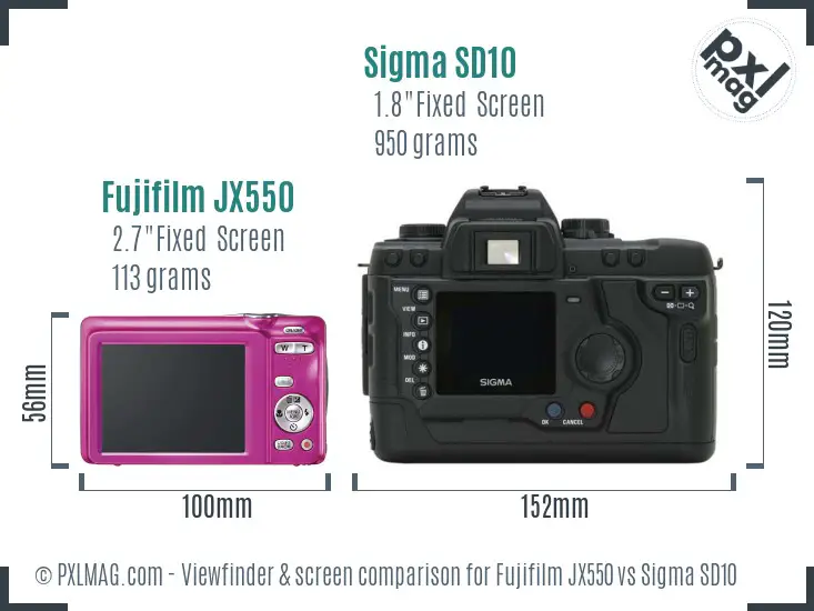 Fujifilm JX550 vs Sigma SD10 Screen and Viewfinder comparison Fujifilm JX550 vs Sigma SD10 Screen and Viewfinder comparison