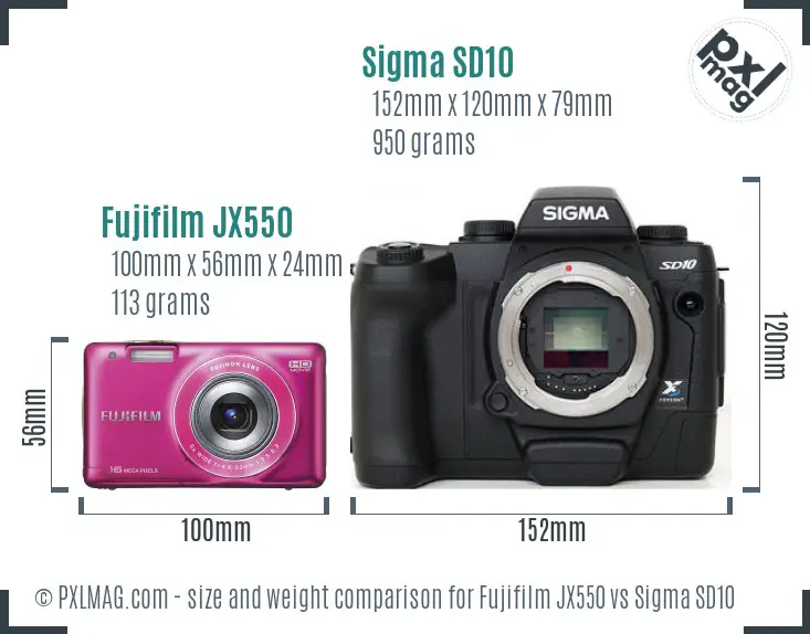 Fujifilm JX550 vs Sigma SD10 size comparison Fujifilm JX550 vs Sigma SD10 size comparison