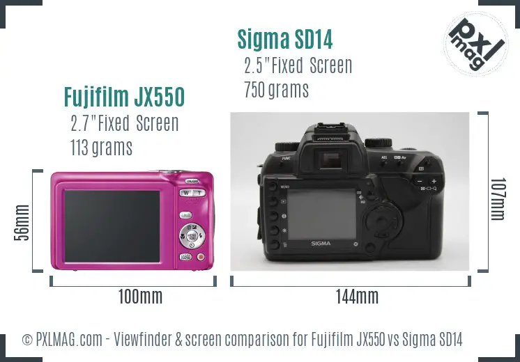 Fujifilm JX550 vs Sigma SD14 Screen and Viewfinder comparison