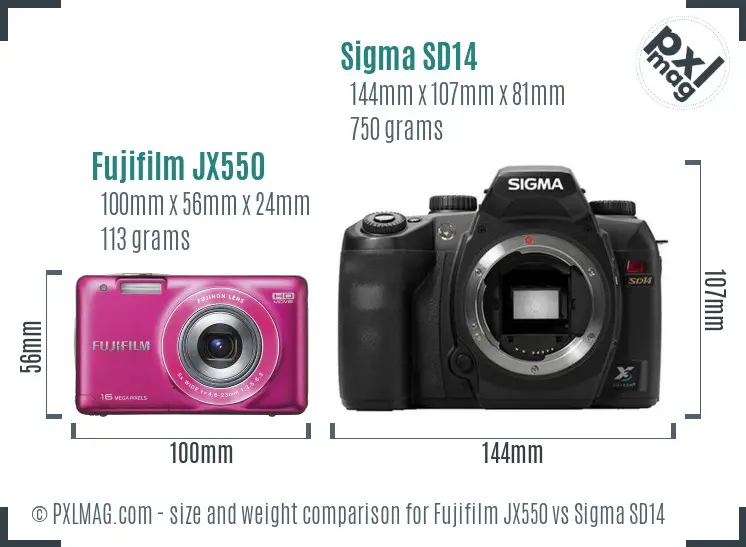 Fujifilm JX550 vs Sigma SD14 size comparison