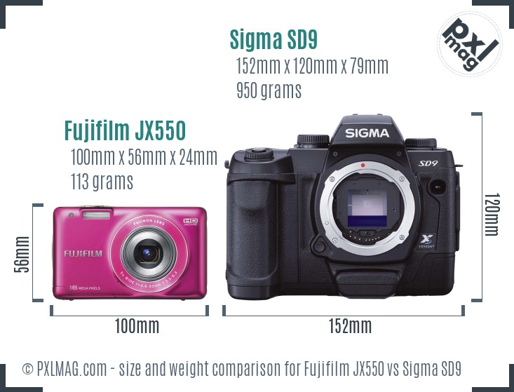 Fujifilm JX550 vs Sigma SD9 size comparison