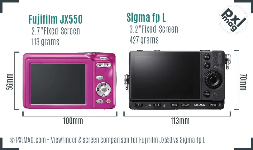 Fujifilm JX550 vs Sigma fp L Screen and Viewfinder comparison Fujifilm JX550 vs Sigma fp L Screen and Viewfinder comparison