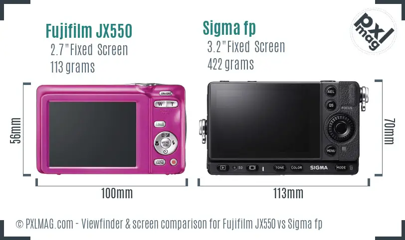 Fujifilm JX550 vs Sigma fp Screen and Viewfinder comparison Fujifilm JX550 vs Sigma fp Screen and Viewfinder comparison