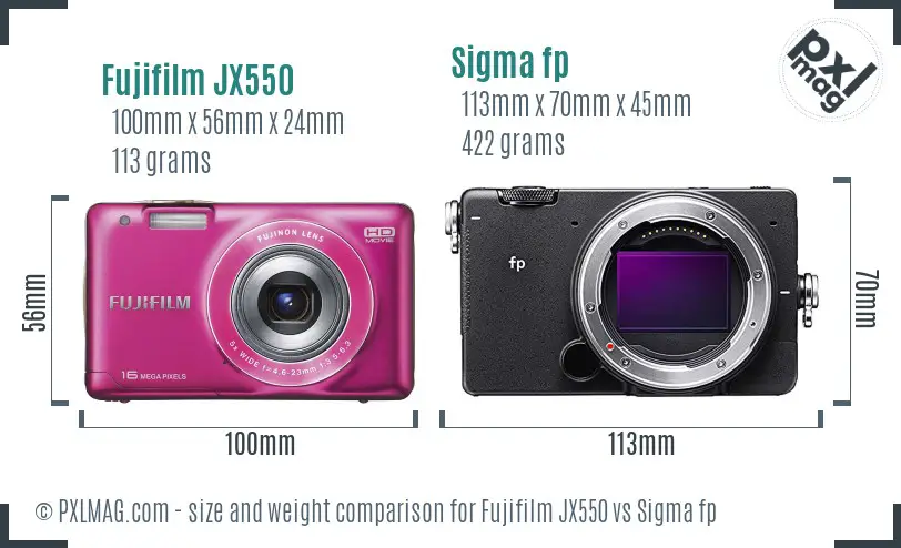 Fujifilm JX550 vs Sigma fp size comparison Fujifilm JX550 vs Sigma fp size comparison