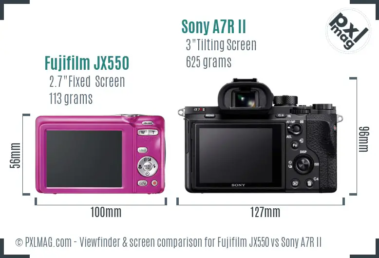 Fujifilm JX550 vs Sony A7R II Screen and Viewfinder comparison